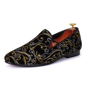 Harpelunde-Men-Velvet-Slippers-Fashion-Paisley-Loafers-Leather-Lining-Size-7-14