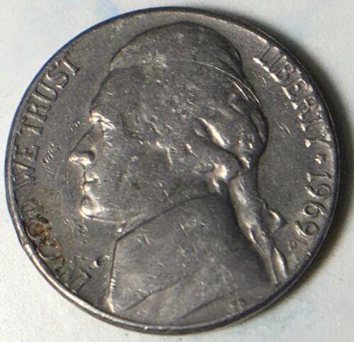 1969D Jefferson Nickel 5 Cent Vintage coins collectible coins VG free shipping!