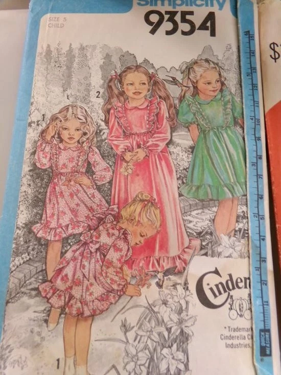 SIMPLICITY Vintage CINDERELLA Collection Patterns 1981 Lil Girls Frilly Dresses - Image 3 of 4