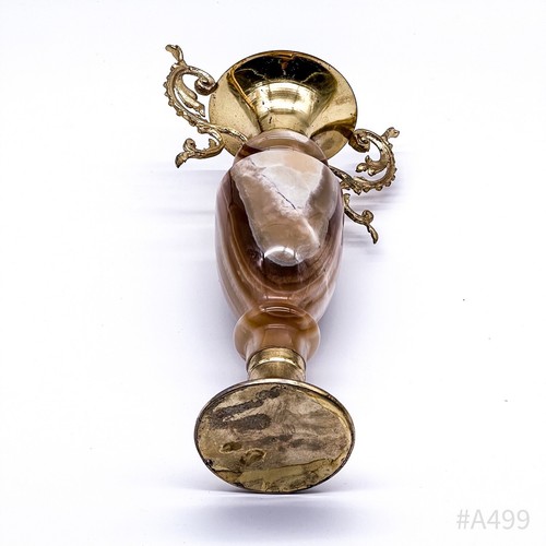Vintage Onyx Marble Amphora Prunkvase Decorative Vase Brass & (28,5 CM Height) - Picture 17 of 23