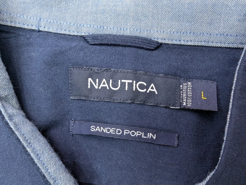 LOTE de camisas de 2 botones Nautica, hombre LRG, popelina lijada + vestido de algodón de 2 capas de los años 80 Foto 3 de 4