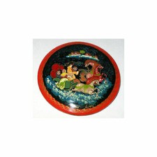  HANDPAINTED LACQUERED BROOCH "TROIKA".