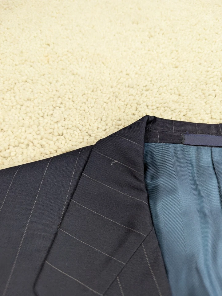 Traje Para Hombres 40R 34x30 Azul Rayas Azul Marino Lana 2 Piezas Chaqueta Pantalones EE. UU. Louis Roth Foto 4 de 4