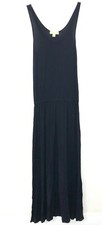 Michael Kors Navy Blue Stretch Ruched Tank Midi Maxi Long Dress S Sleeveless U