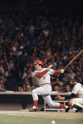 World Series, Cincinnati Reds Johnny Bench in action, at bat vs Ne - Old Photo