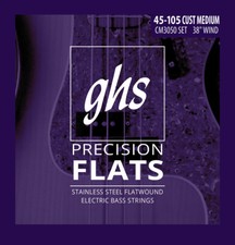 GHS CM3050 Precision Flats Bass Guitar Strings; custom medium gauges 45-105