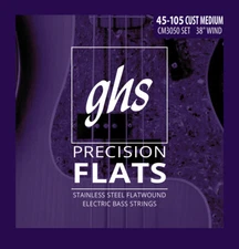 GHS CM3050 Precision Flats Bass Guitar Strings; custom medium gauges 45-105