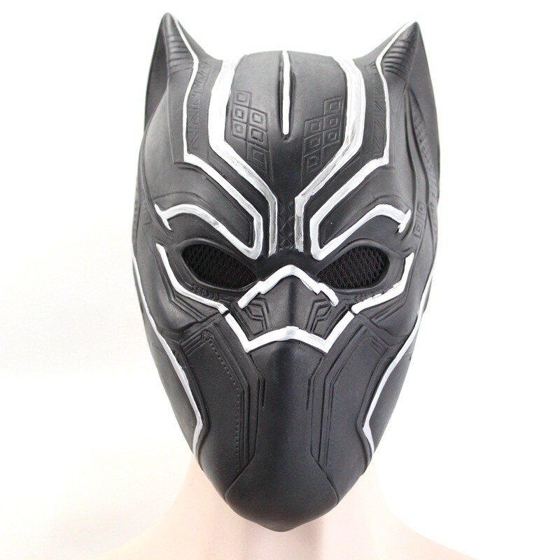 Black Panther Cosplay Mask Helmet Avengers Adult Halloween Costume Latex Props