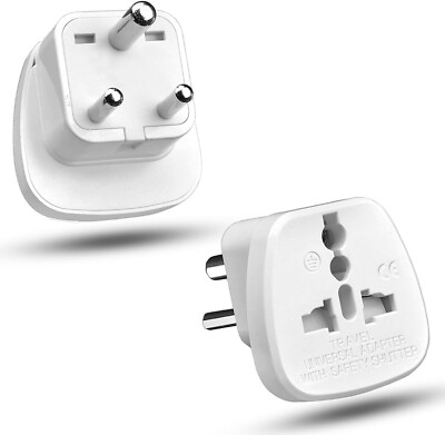 Universal UK - 2 x UK EU AU US zu Indien Reiseadapter, 3 Pin Zinkenstecker für