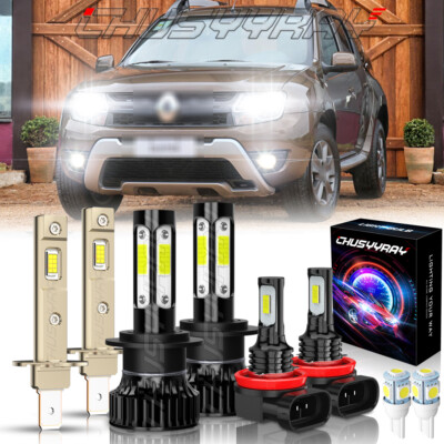 For Renault Duster 2013-2016 6X LED Headlight Hi/Lo Beam + Fog Light Bulbs Kit