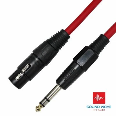 Female XLR to TRS Stereo 6.35mm Jack - Low Noise Balanced Mic Patch Cable