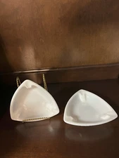 Milk Glass Triangle Ashtrays 2 Piece Set