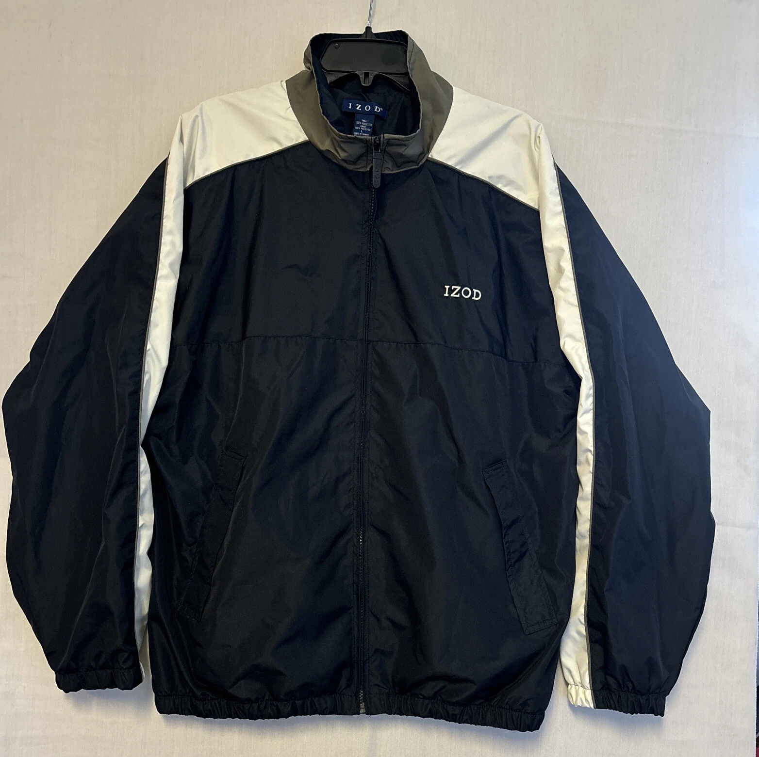 Izod Windbreaker Jacket Mens Size L Full Zip Blue Multicolor