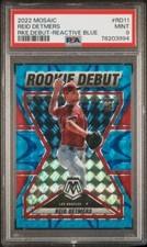 2022 Panini Mosaic Reid Detmers RC /99 PSA 9 Reactive Blue Prizm Rookie Debut