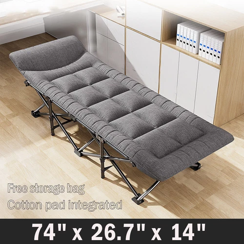 Heavy Duty Folding Camping Cot Hiking Travel Military Wide Bed w/ Mattress & Bag - Picture 12 of 13