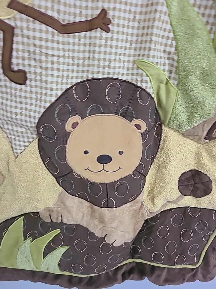 Manta edredón cuna animales zoológico safari selva corderos e hiedra 42x33 y soporte para pañales Foto 3 de 4