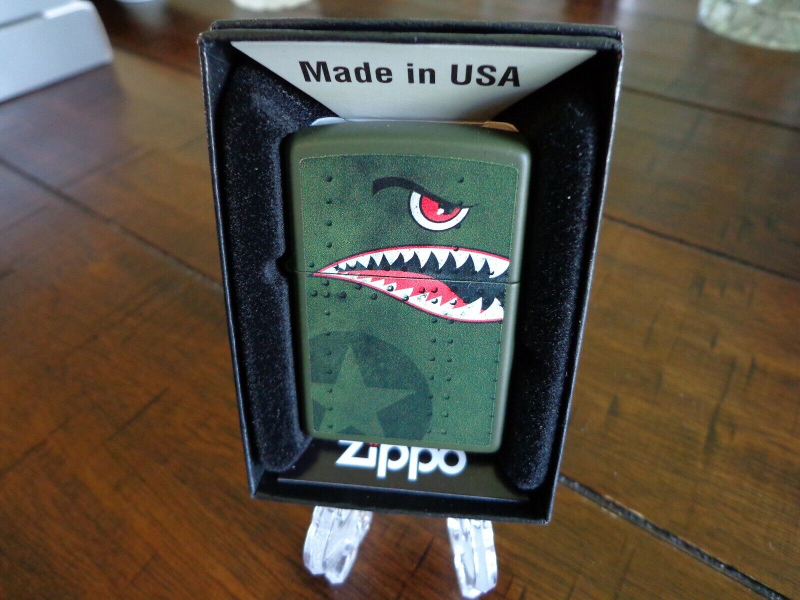 NOSE ART WWII AIRPLANE ANGRY SHARK FACE ZIPPO LIGHTER MINT IN BOX. Available Now for 29.95