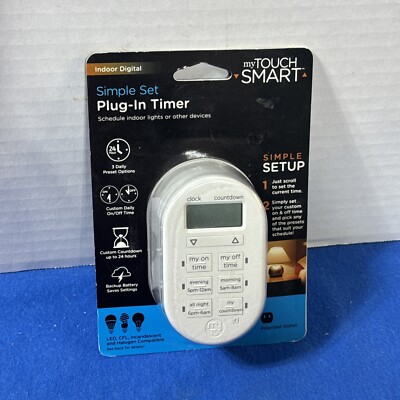 My Touch Smart By Jasco GE 26892 Indoor Simple Plug-In Digital Timer White