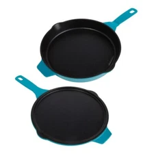Kitchen HQ 2pc 10" Ceramic Nonstick Cast Iron Skillet w/10" Griddle