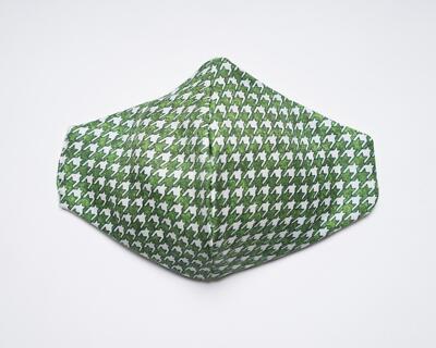 Battisti NWT Green White Houndstooth Reusable Silk Face Mask Designer Unisex