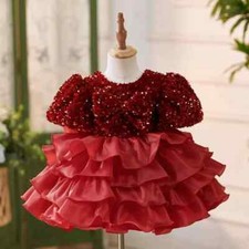 Children's Host Piano Performance Wedding Birthday Party Girls Red Dresses
