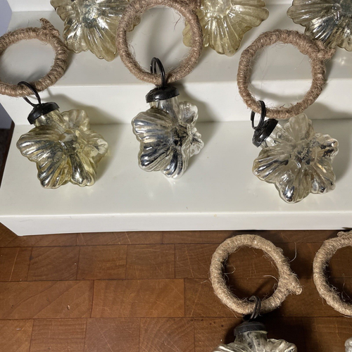 12 Lot Vintage Kugel Style Glass Christmas Ornament STARS Gold & Silver Ribs 2" - Picture 5 of 20