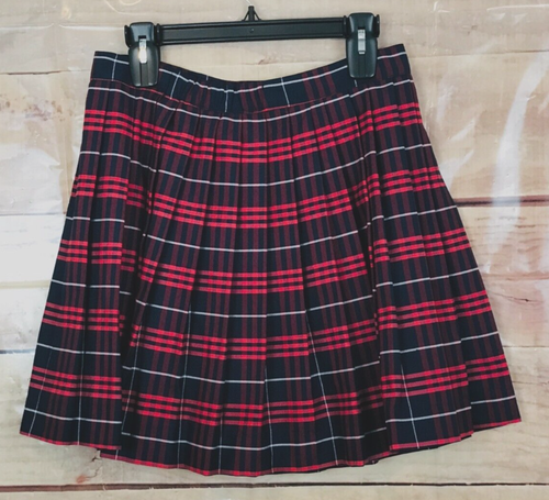 Cookie's Girl Size 14.5 Uniform Plaid Pleated Skirt Side Zipper Button Closure - Picture 2 of 7