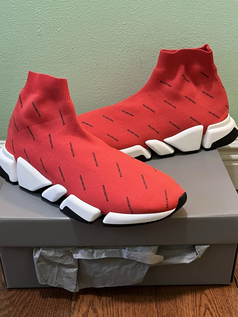 Balenciaga Speed 2.0 Sneaker All Over Logo - Intense Red for sale