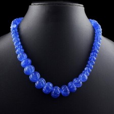 393.00 Cts Fabulous Blue Sapphire Carved Beaded Jewelery Necklace VK 48 E619