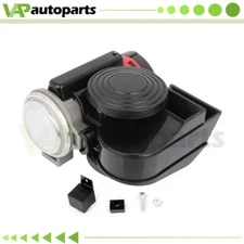 Dual Tone Black Air Horn Snail Compact Loud Kit For Motorcycle Car Truck Vehicle