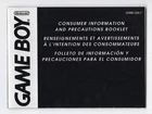Game Boy Consumer Information And Precautions Booklet Fold Out U/DMG-USA-7