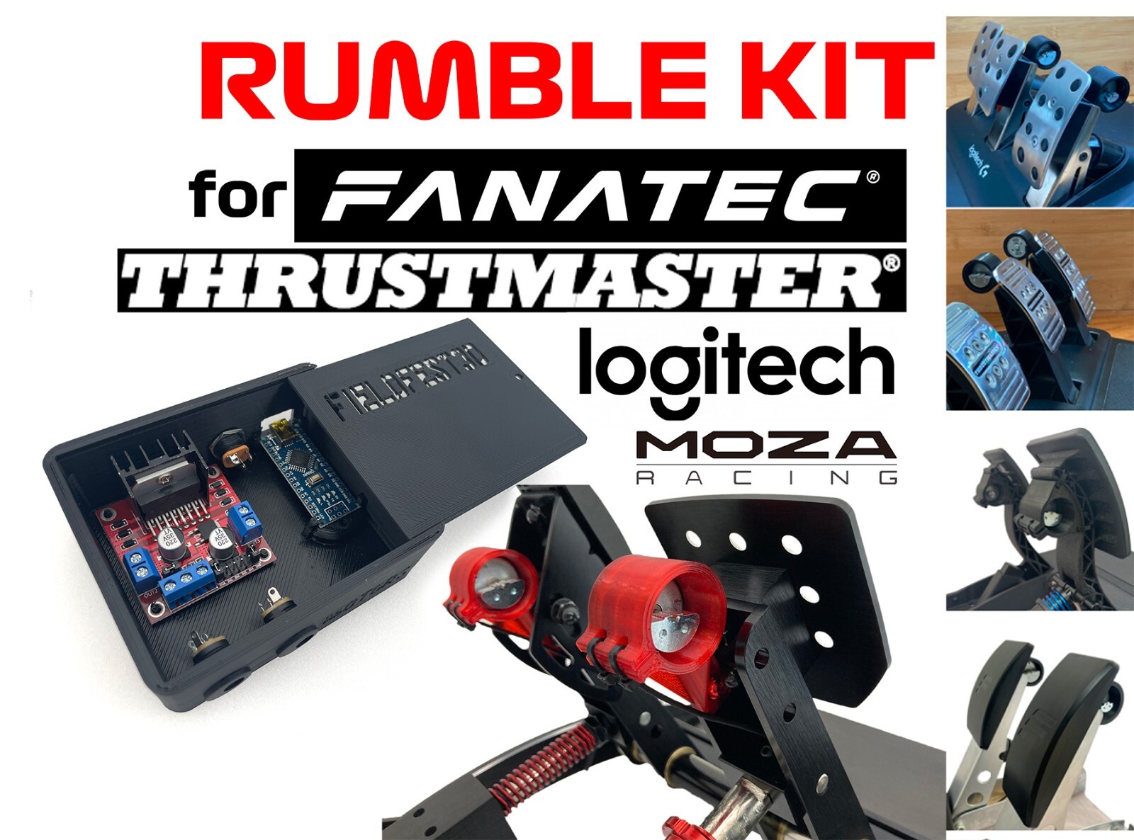 Vibration \ Rumble Kit for Thrustmaster Fanatec Moza & Logitech Pedals ...