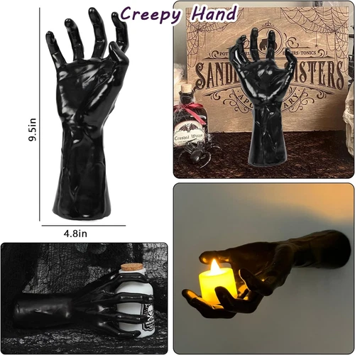Decoraciones de Halloween montadas en la pared espeluznantes manos al alcance con paquete iluminado de 3 - Imagen 4 de 13
