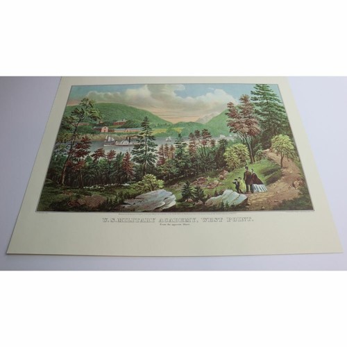 Currier and Ives Vtg Paper Print US Military Academy West Point Lith Art - Picture 7 of 7