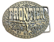 Belt Buckle Frontier Hotel Casino Las Vegas 3 Inch by 2.5 Inch Brass