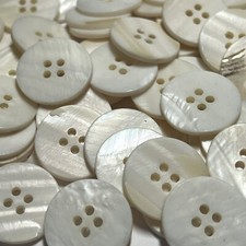 Matte White "Real" Freshwater Shell Button Blazer Size Flat Face 23mm 7/8" 4hole