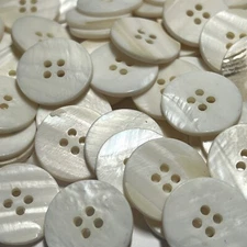 Matte White "Real" Freshwater Shell Button Blazer Size Flat Face 23mm 7/8" 4hole