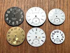 ELGIN Vintage Lot of 6 Pocket Watch Faces Only For Parts / Projects / Repair