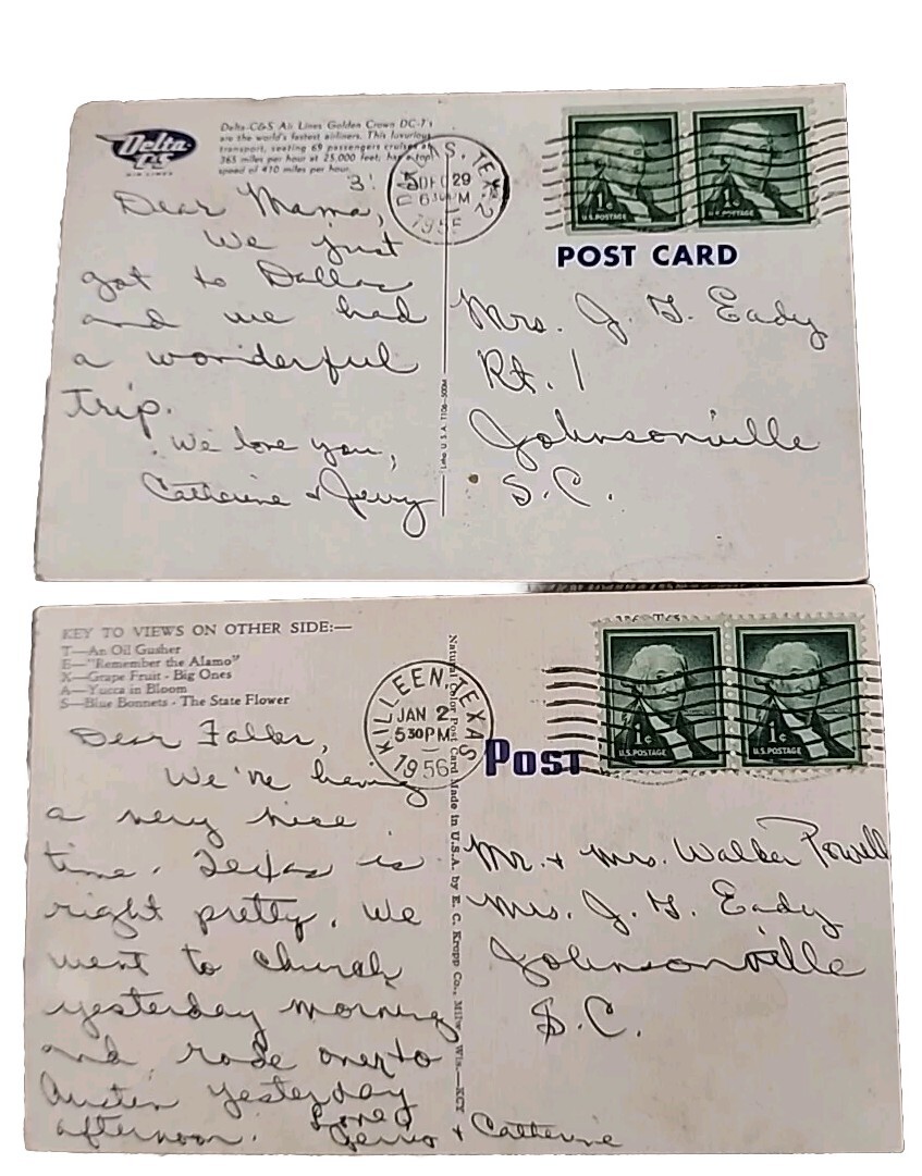 Rare Green Vintage George Washington 1 Cent Postage Stamp x4 On Vintage Postcard