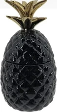 Comfy Hour Pineapple Storage Candy Cookie Jar Black & Gold Farmhouse Decor