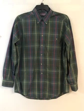 Roundtree & Yorke Shirt Mens Large Wrinkle Free Long Sleeve Button Down Plaid