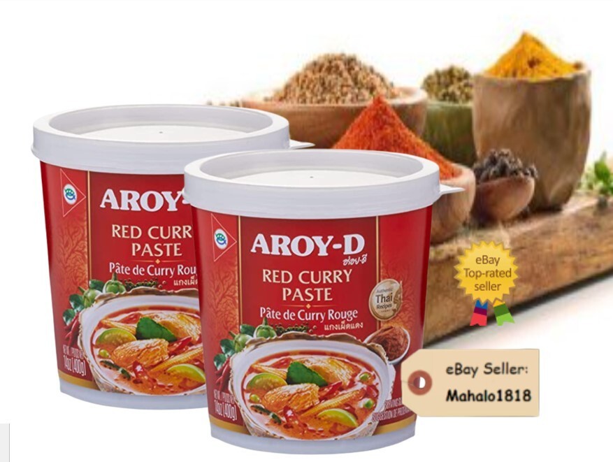 Pasta de curry rojo Aroy-D 14 oz auténtico sabor de pasta de curry rojo tailandés (lote de 2)