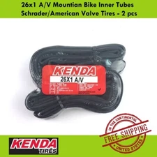 KENDA 26x1 A/V Mountian Bike Inner Tubes Schrader/American Valve Tires - 2 pcs