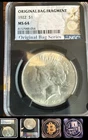 1922 Peace Silver Dollar - NGC MS 64 Original Bag Fragment Series