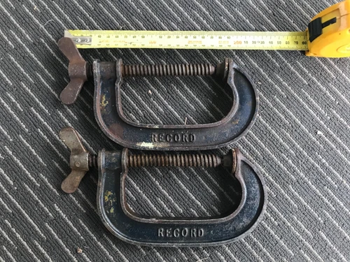 Vintage Record  4 inch G Clamps x 2 made in England