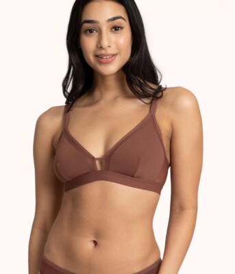 NWT Lively The Mesh Trim Padded Bralette, Plunge Front, Retail $38, Size M