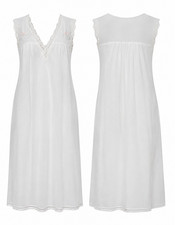 Vintage Van Raalte White Lace Trim Sleeveless Nightgown Slip Women's M