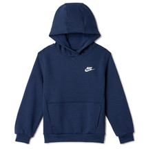 Nike Unisex Big Kids' Sportswear Fleece Pullover Hoodie, Navy/White, Size: XS