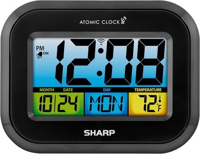 Sharp Atomic Digital Alarm Clock, Battery Operated Self-Setting Digital Wall