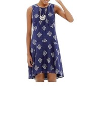 Madewell Skyscape Flower Stamp Shift Dress Blue Silk Cotton Blend Size Small